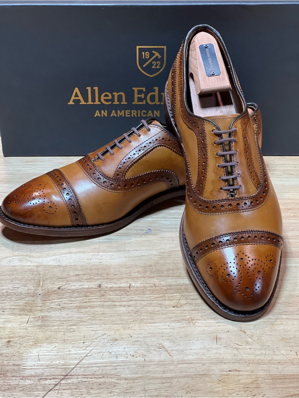 Allen Edmonds Strand Men’s Walnut Leather w Patinas Cap Toe Oxfords Sz 10.5D